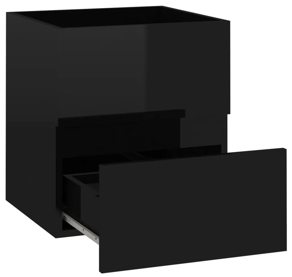 Dulap cu chiuveta incorporata, negru extralucios, PAL negru foarte lucios, 41 x 38.5 x 45 cm