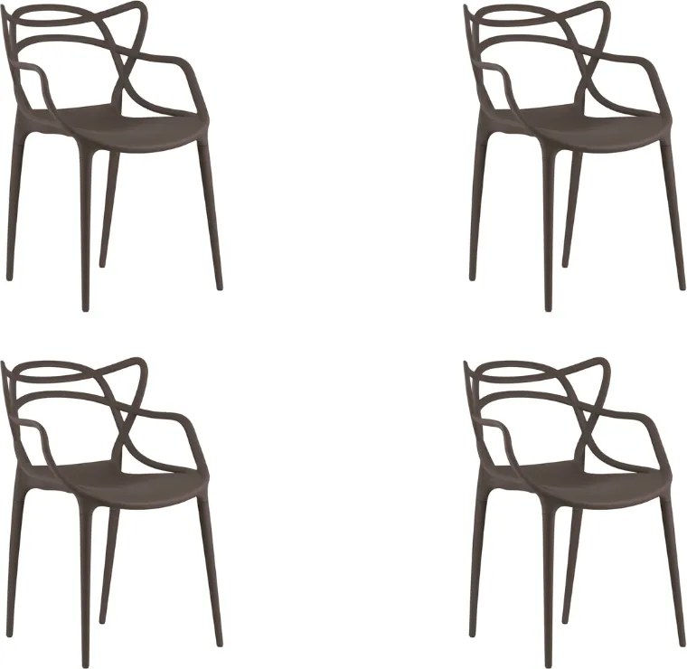 Set de 4 scaune din plastic KATO, maro