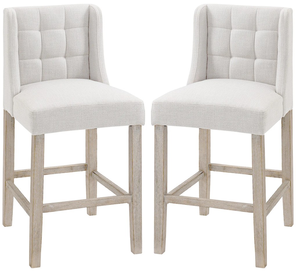 HOMCOM 2 Scaune de Bar Set cu Butoni, Lemn Masiv, incl. Suport pentru Picioare, 47 cm x 50 cm x 101 cm, Gri + Natur | Aosom Romania