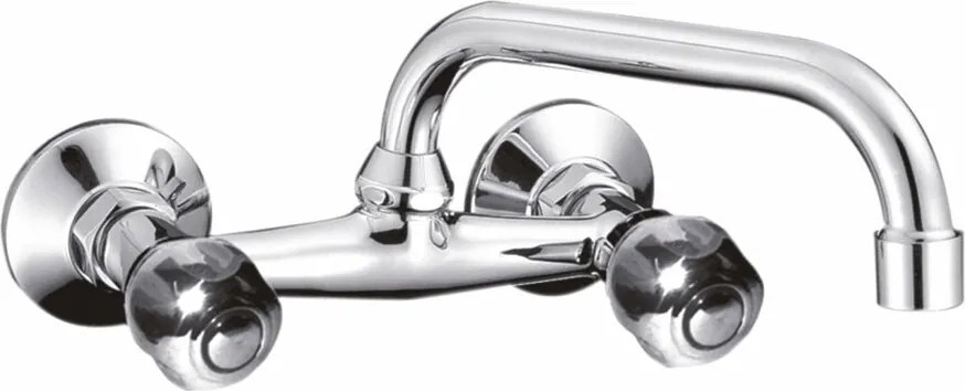 Baterie bucatarie dubla comanda Inter Ceramic Clear finisaj crom lucios pipa 17.6 cm