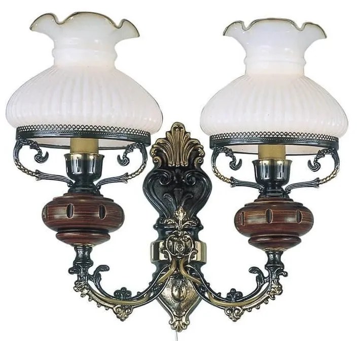 Aplica de perete cu 2 brate design italian din alama cu lemn 620