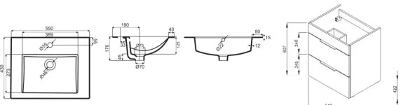 Dulap de baie cu lavoar JIKA H4536111763001 CUBE 60,7x65 cm alb
