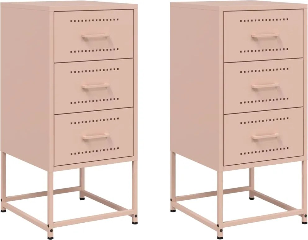 vidaXL Noptiere, 2 buc., roz, 36x39x78 cm, oțel