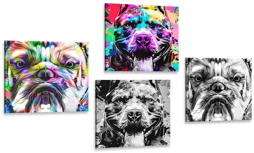 Set tablouri câini în stilul pop art