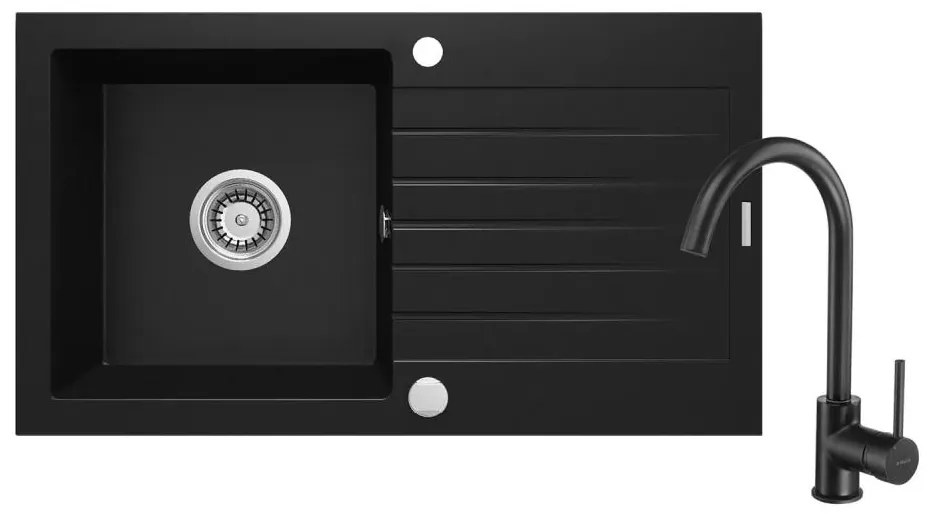 Deante ZQZVN113 - Chiuvetă bucătărie ZORBA 76x44 cm + baterie granit/negru