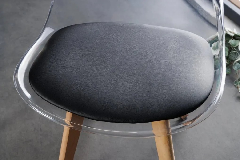 Set de 4 scaune, Lemn Fag Natur, Plastic Transparent, Scandinavia A-44165 VC