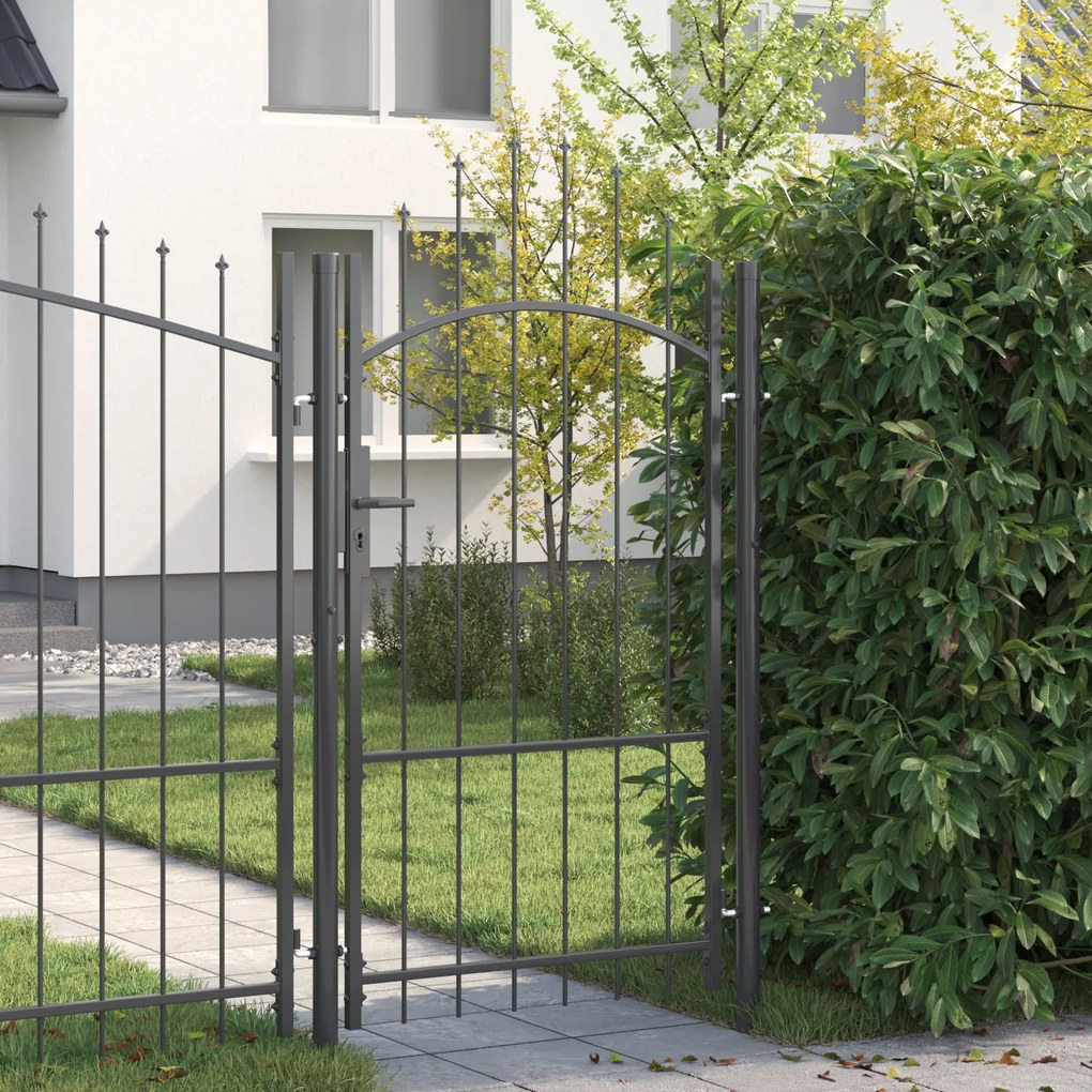 vidaXL Poartă de grădină cu blocare Gri 175 x 100 cm Oțel