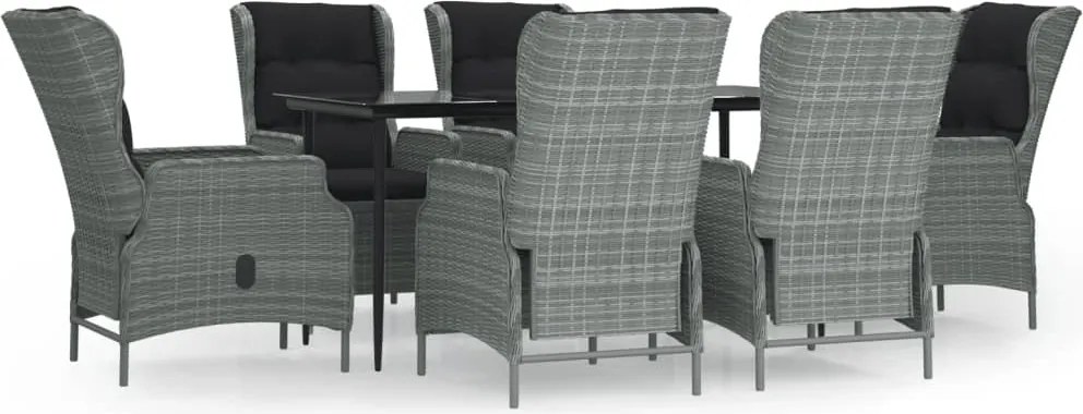 vidaXL Set mobilier de grădină, 7 piese, gri deschis, poliratan