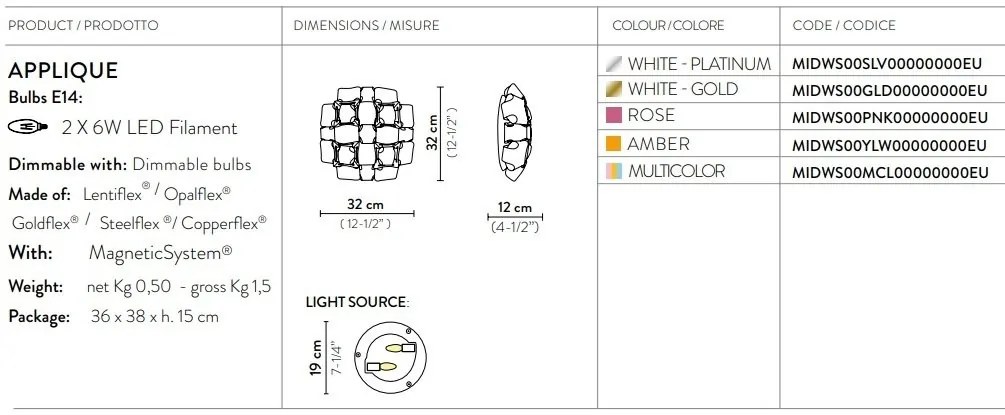 Aplica perete design modern geometric Mida Platino