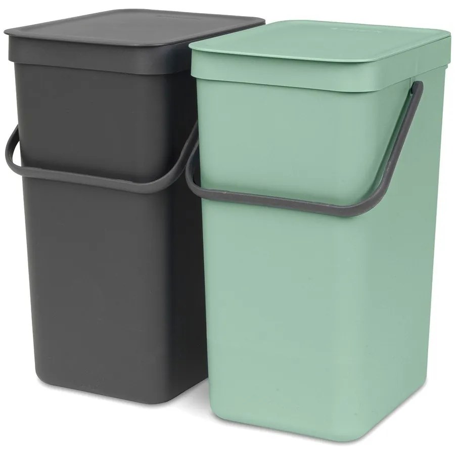 Coș de gunoi verde mentă/gri închis de reciclat/ încorporat din plastic 32 l Sort &amp; Go – Brabantia