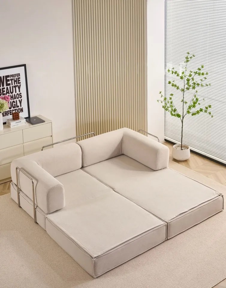 Canapea modulară din memory foam HD – premium, 200x100x70 cm, configurabilă în mai multe moduri (Culoare: Caramiziu)