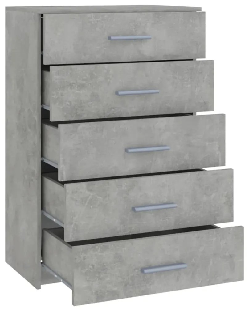 Comoda cu sertare, gri beton, 71x35x108 cm, PAL Gri beton