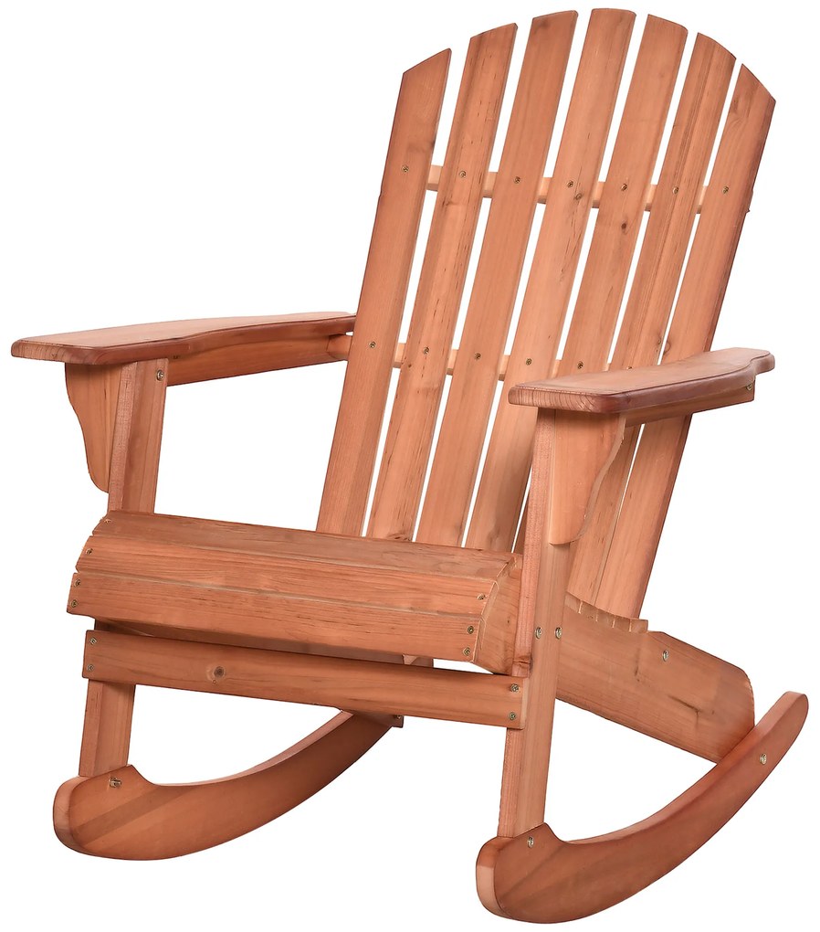 Outsunny Scaun Adirondack Impermeabil din Lemn pentru Grădină și Exterior, 77x94x97 cm, Lemn Natural | Aosom Romania