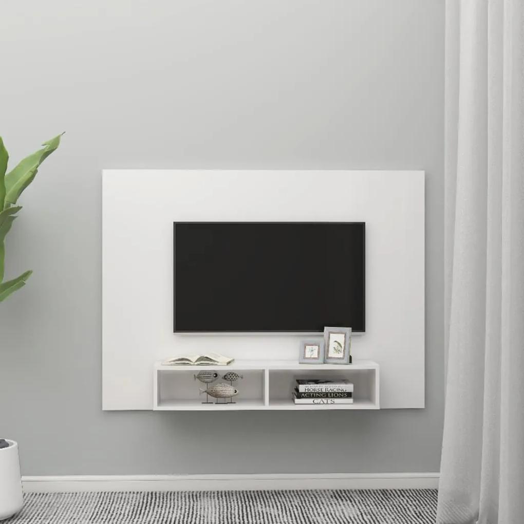 Comoda TV de perete, alb extralucios, 135x23,5x90 cm, PAL 1, Alb foarte lucios