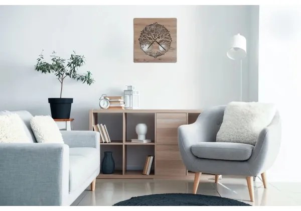 Li-Go 23537/DUB2 - Ceas LED reglabil, LED/10W/5V, 20000 mAh, 42x42 cm, stejar + telecomandă