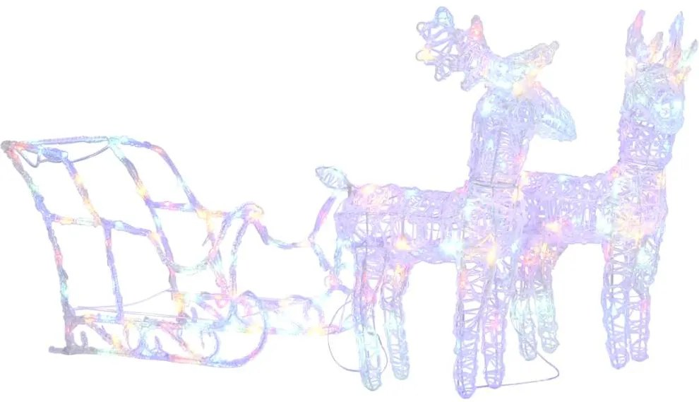 vidaXL Decorațiune de Crăciun reni și sanie 160 LED-uri 130 cm acril