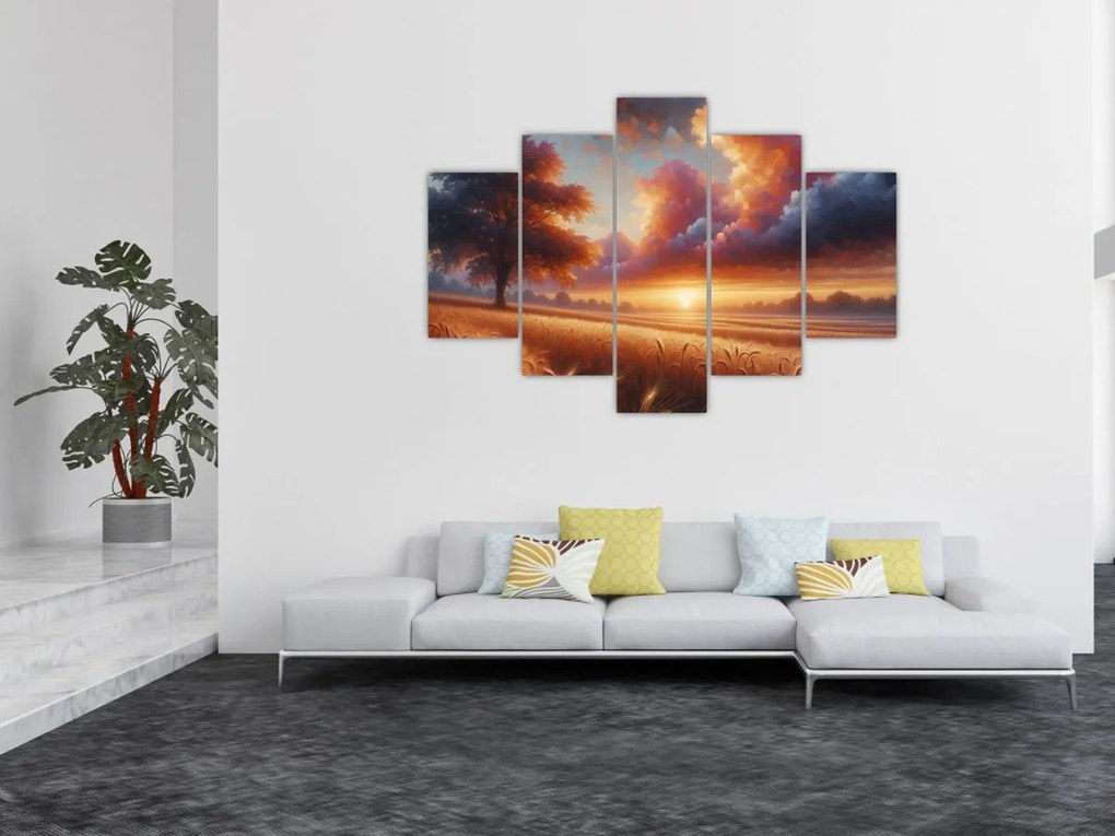 Tablou – Apus de soare pe câmp (150x105 cm)