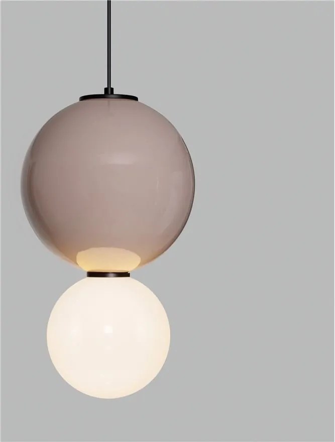 Pendul LED decorativ portelan mocha, sticla alb, NOESIS