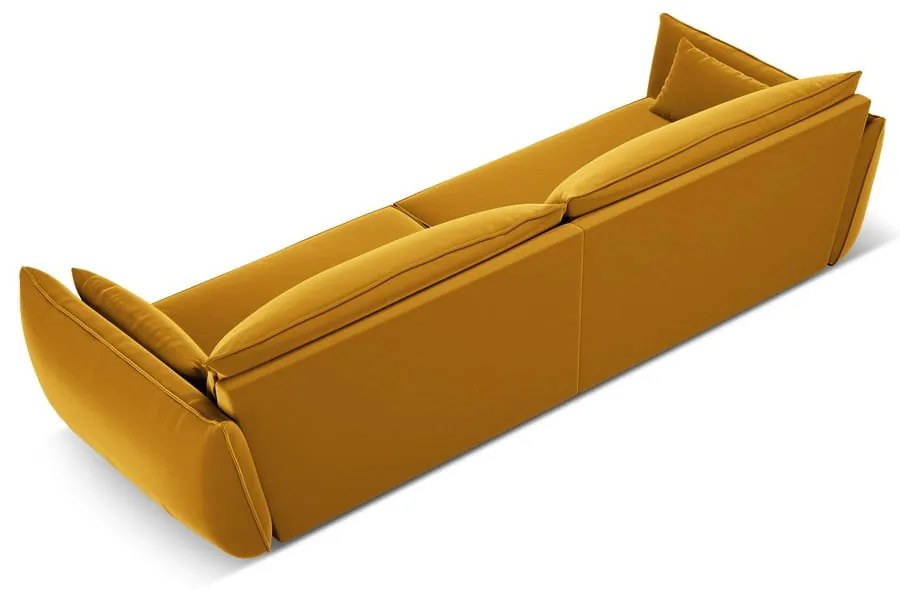 Canapea galben-muștar cu tapițerie din catifea 248 cm Vanda – Mazzini Sofas
