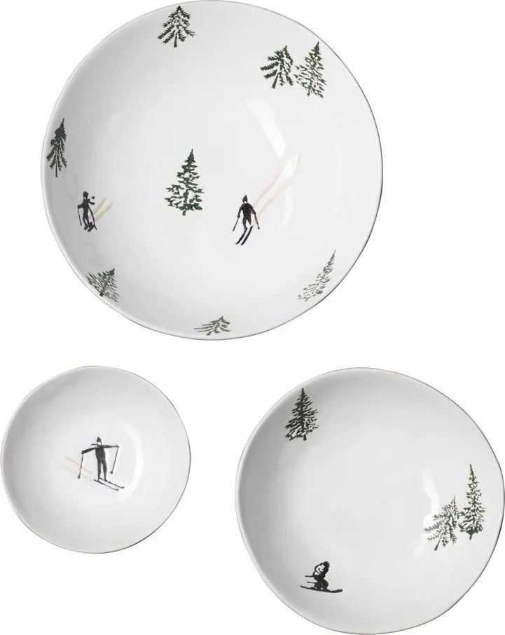 Set 3 farfurii adanci, din ceramica, Slalom