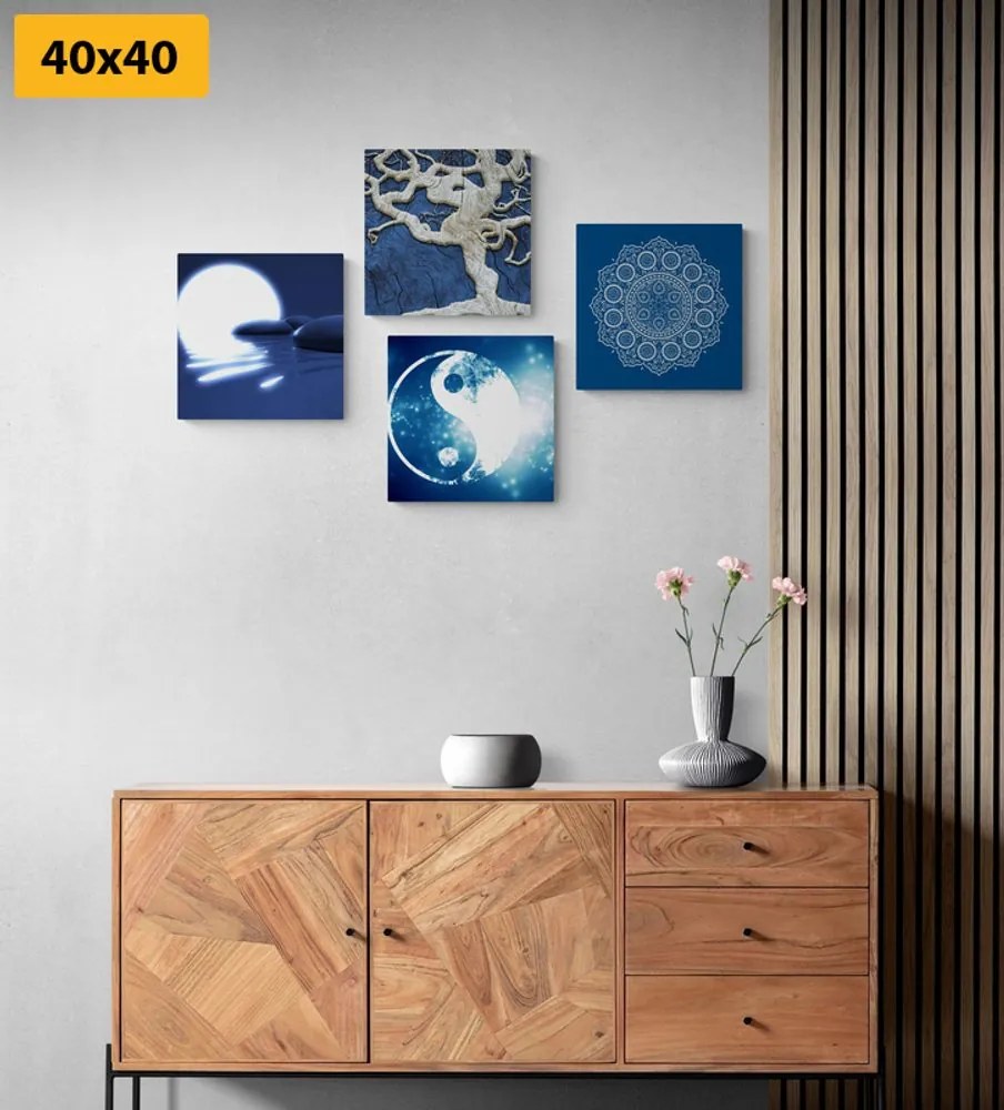 Set tablouri Feng Shui în design albastru
