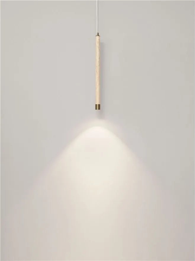 Lustra, Pendul tubular din travertin Muse metal auriu