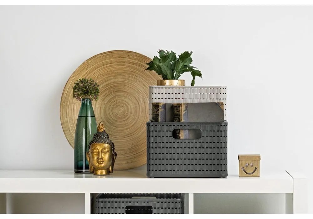 Coș de depozitare din plastic reciclat gri închis Country - Rotho