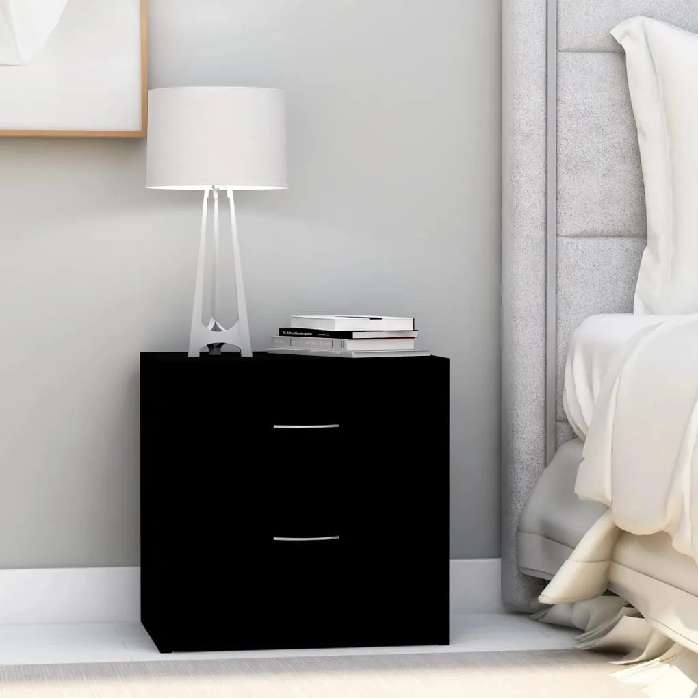 801037 vidaXL Noptieră, negru, 40x30x40 cm, lemn prelucrat
