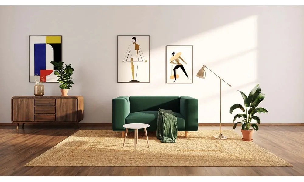 Fotoliu de relaxare verde închis cu tapițerie din catifea Kukumo – Ame Yens