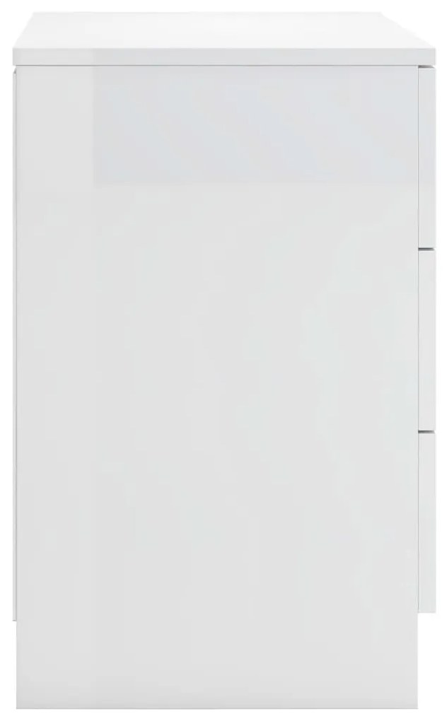 Noptiere, 2 buc., alb extralucios, 38x35x56 cm, PAL 2, Alb foarte lucios