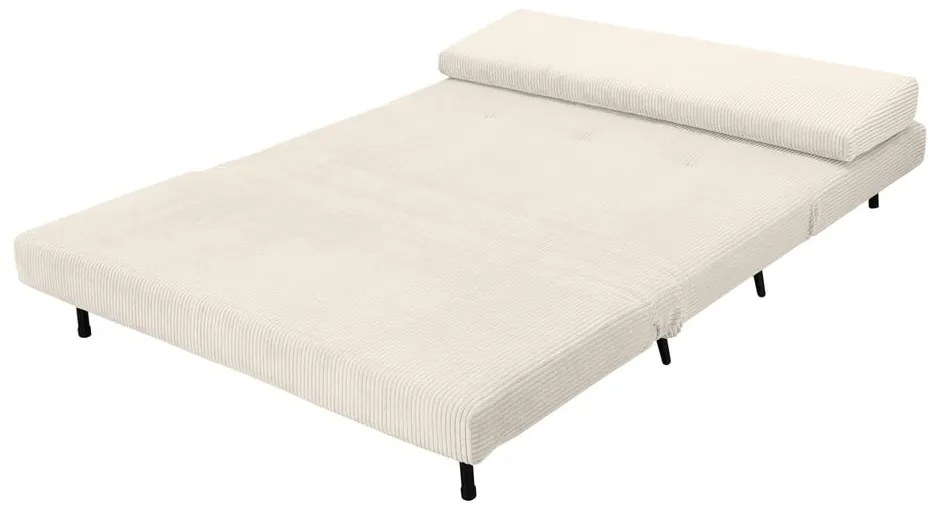 Canapea crem extensibilă cu tapițerie din catifea reiată 140 cm Mallory – Støraa