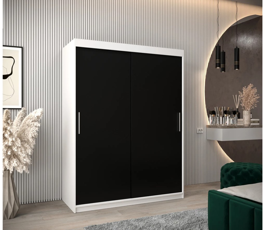 Dulap de haine 150 cm Toki (alb mat + negru mat). 1064818