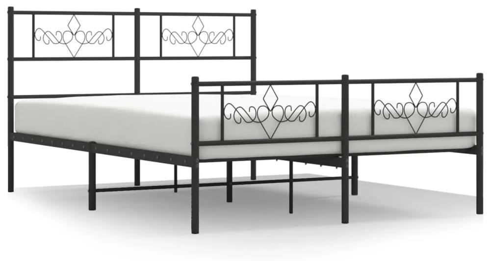 355288 vidaXL Cadru pat metalic cu tăblie de cap/picioare, negru, 160x200 cm