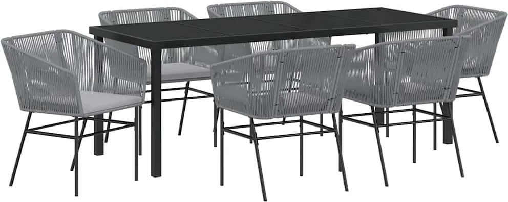 vidaXL Set de masă pentru grădină 7 pcs Gri Oțel vopsit electrostatic