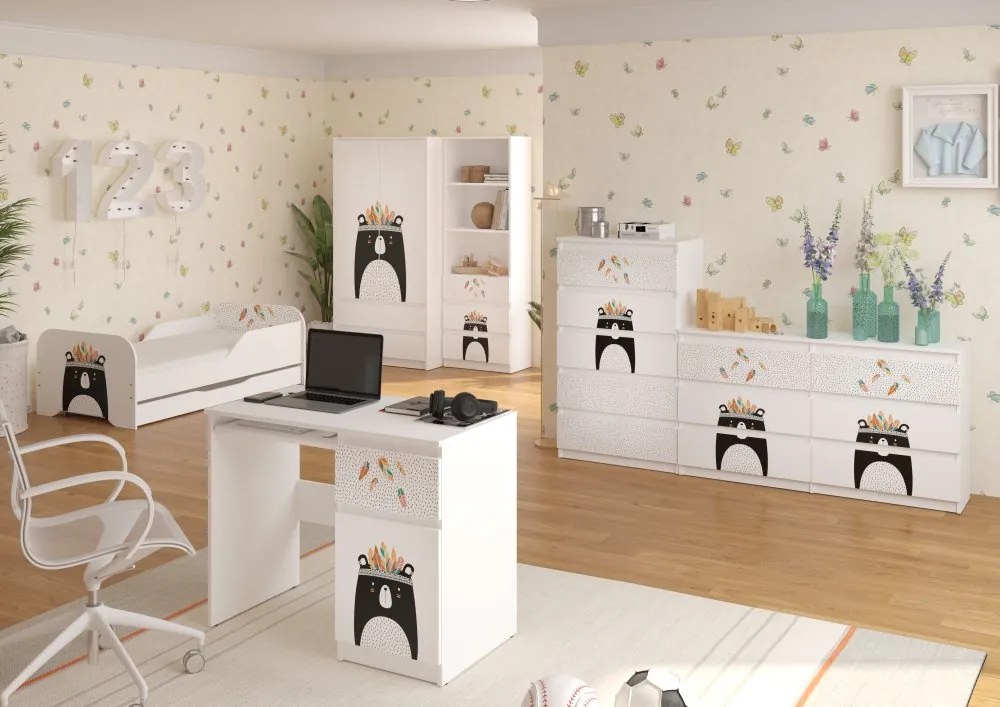 Pat de poveste pentru copii, cu ursuleț 140 x 70 cm