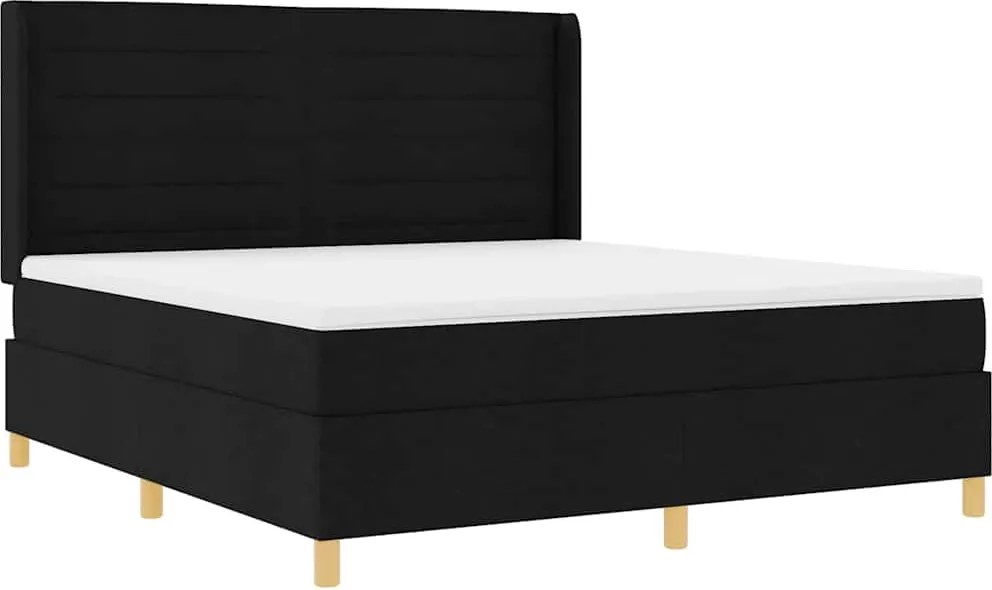 vidaXL Pat cu arcuri cu saltea Negru 140 x 200 cm țesătură