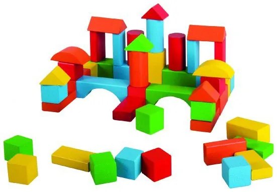 Cuburi de lemn 50 buc la cutie 20x19x8cm
