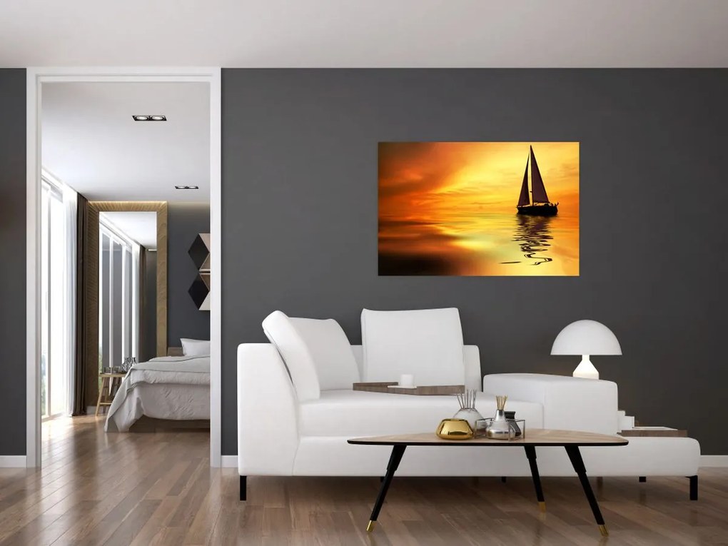 Tablou - Sailboat la apus de soare (90x60 cm)
