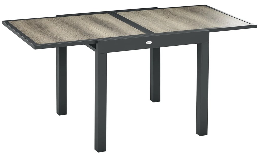 Outsunny Masa de Grădină, extensibilă, ușor de întreținut, cadru de aluminiu, aspect de lemn, 160 x 80 x 75 cm | Aosom Romania