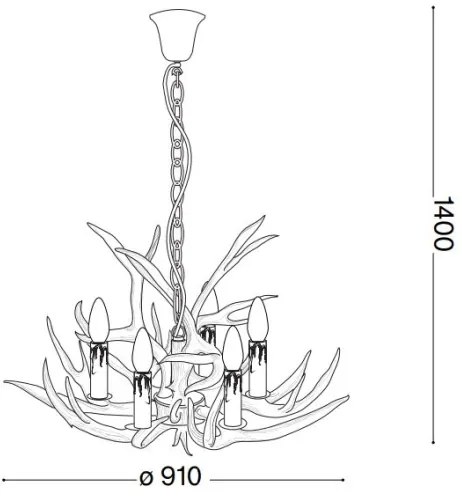 Ideal Lux - Candelabru CHALET 8xE14/40W/230V pe lanț, design coarne