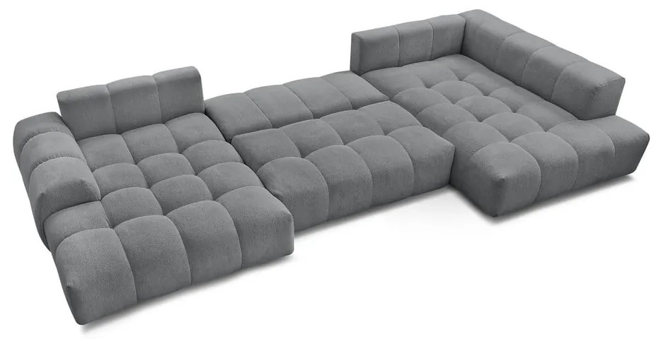 Colțar gri închis extensibil/cu spațiu de depozitare cu tapițerie din chenille (cu colț pe partea dreaptă/în formă de "U") Everest – Bobochic Paris