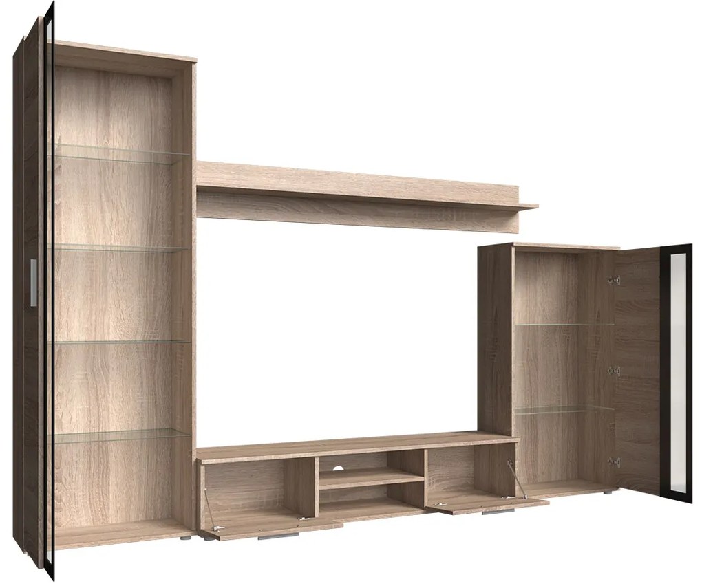 Mobilier living Orenia (stejar sonoma + Negru) (fără iluminat). 1054266