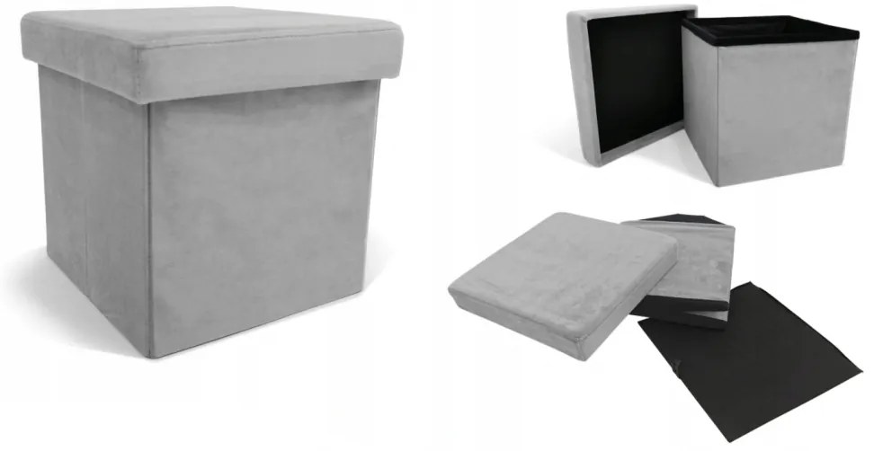 Taburet pliabil 30x30cm Perfect Light Grey