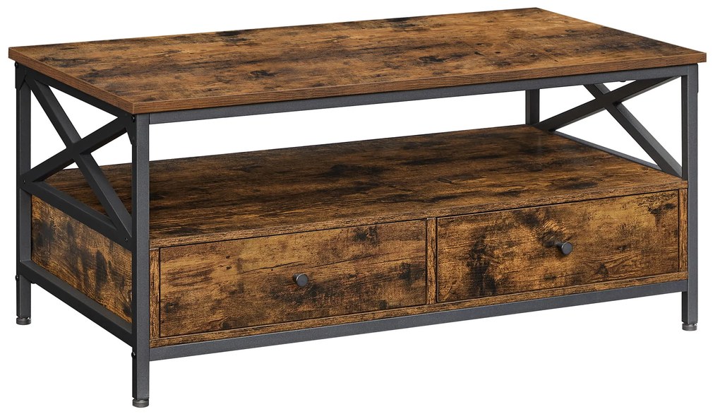 Masuta de cafea TAYLOR 100x55 cm cu sertare, rustic maro