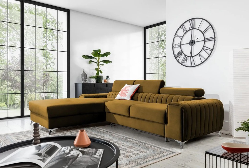 Colțar lemn masiv Gray Extensibil Ladă de Depozitare Personalizabil, 278 × 205 × 92 cm - Nube 45, Stânga