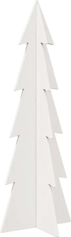 vidaXL Brad de Crăciun decorativ, alb, 112 cm, lemn de pin masiv