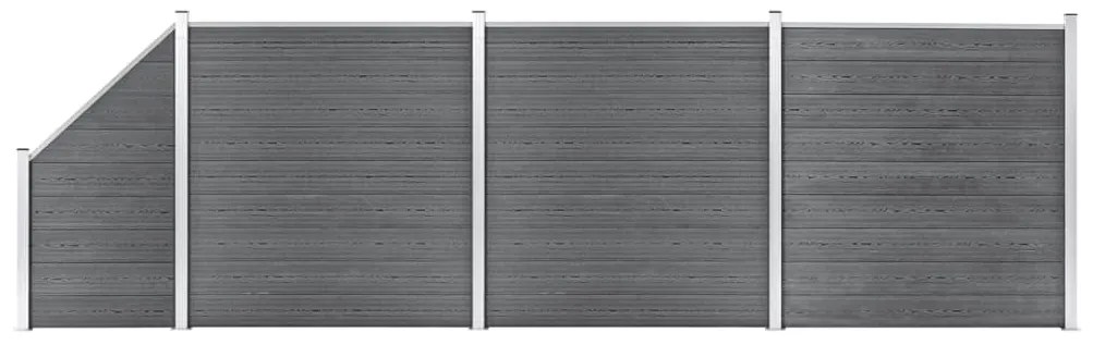 vidaXL Set panouri gard, 3 pătrate + 1 oblic, gri, 619x186 cm, WPC