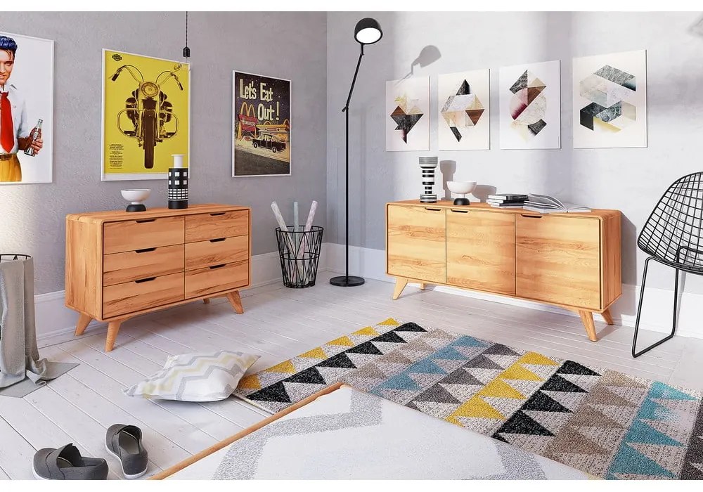 Comodă joasă din stejar 90x63 cm Greg - The Beds