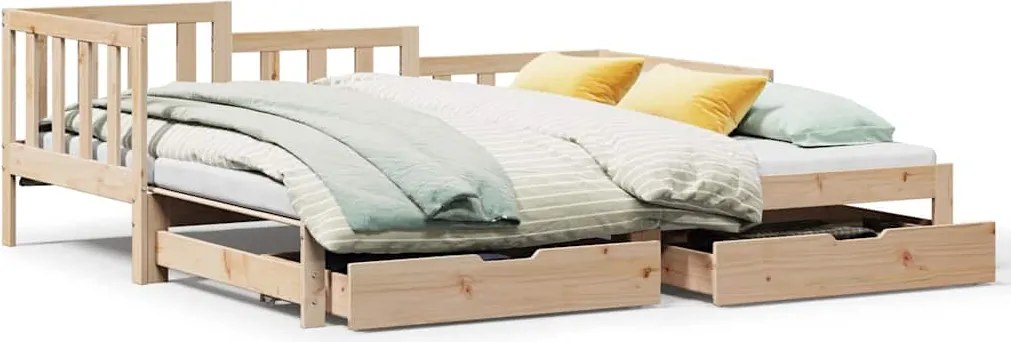 vidaXL Pat de zi cu extensie și sertare fără saltea, 90x200 cm