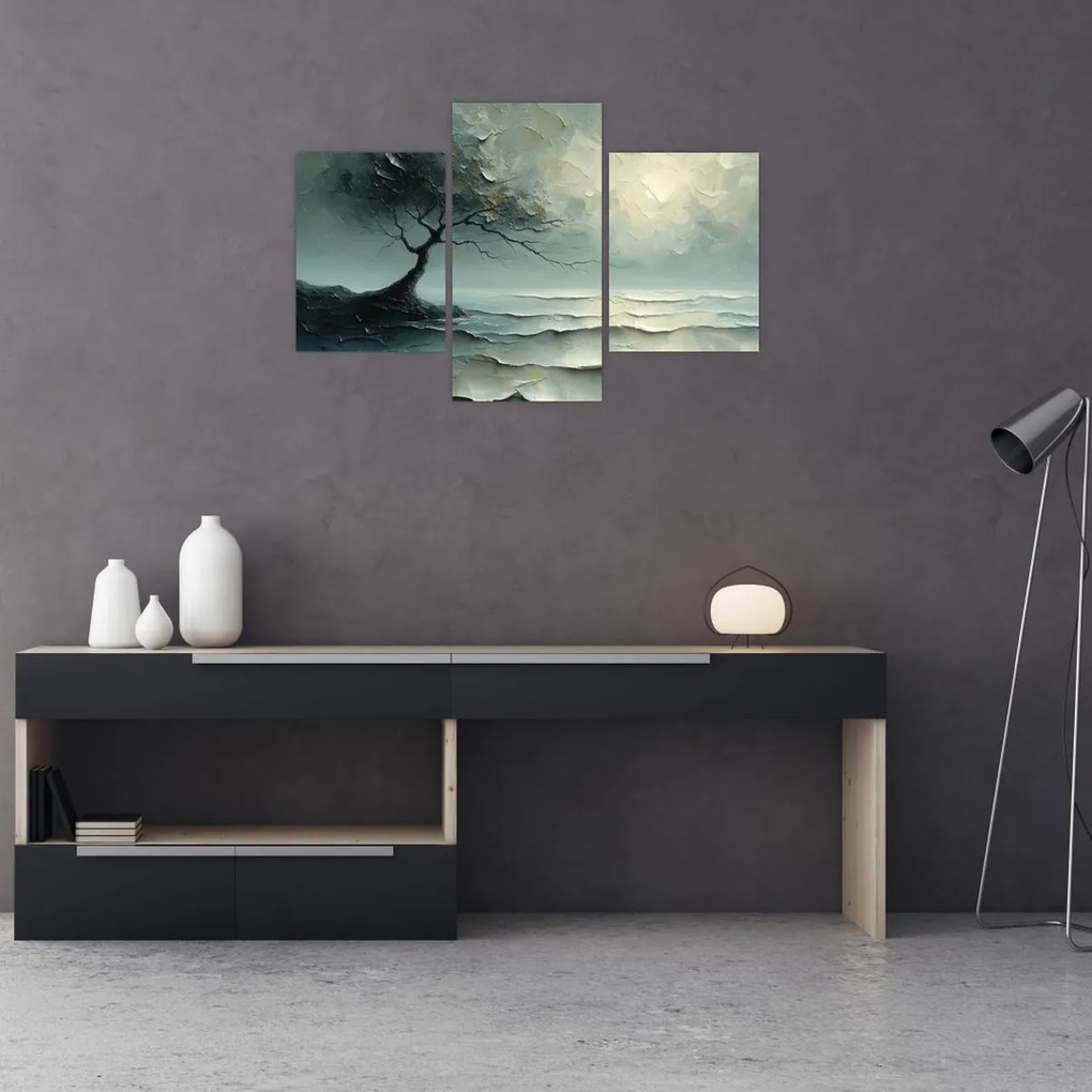 Tablou - pictură în ulei de un copac cu oceanul (90x60 cm)